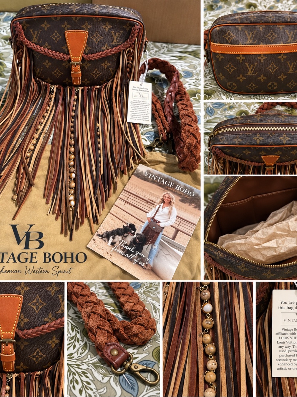Authentic Vintage Boho Louis Vuitton Fringe Shoulder Bag with Tan Braided Strap
